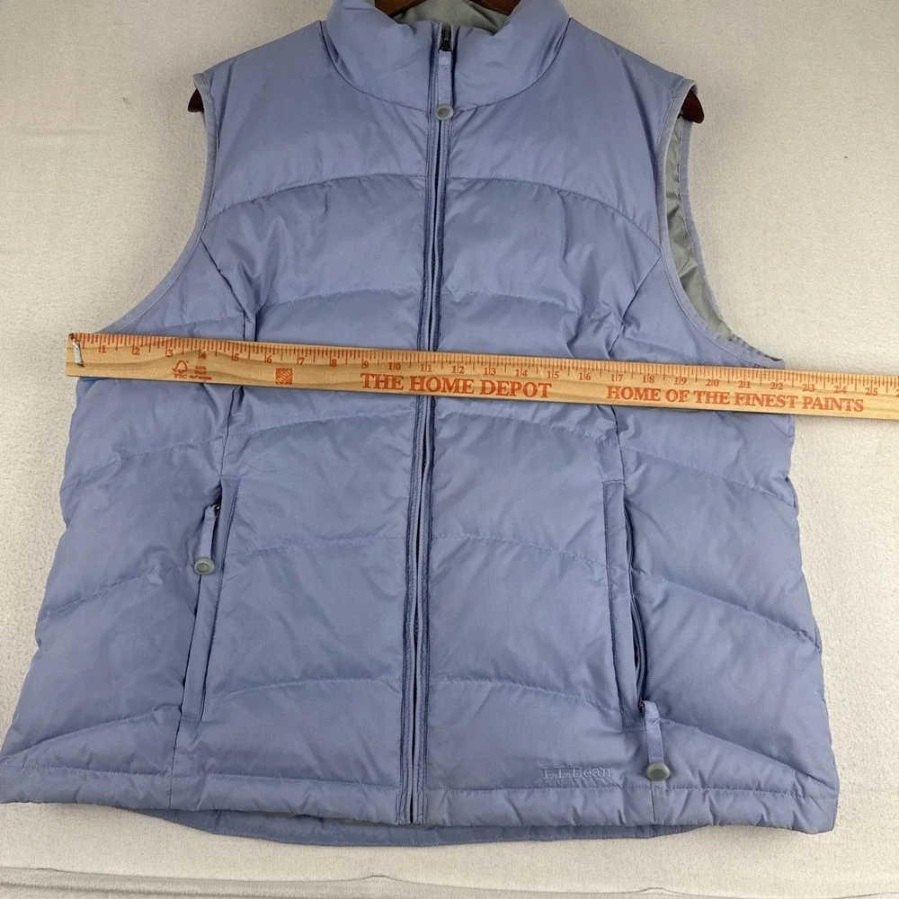 LL Bean Womens Violet Goose Down Puffer Vest Sz XL Full Zip Pockets Outdoor Camp